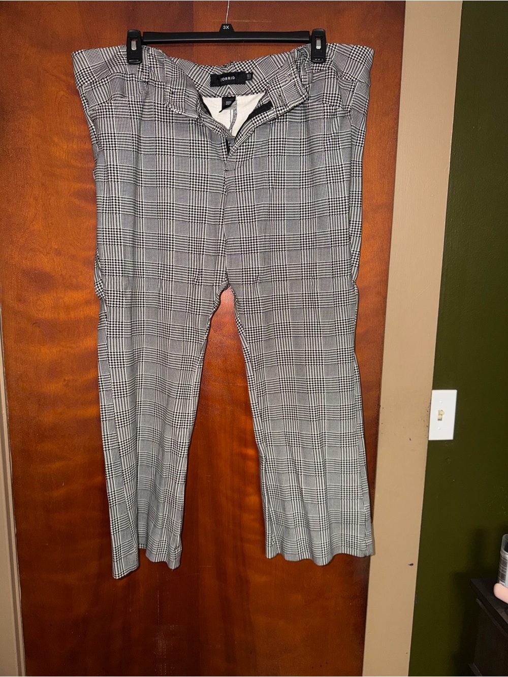 torrid Black & White Glen Plaid bootcut Ponte Trousers